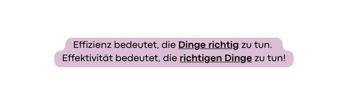 Effizienz bedeutet die Dinge richtig zu tun Effektivität bedeutet die richtigen Dinge zu tun